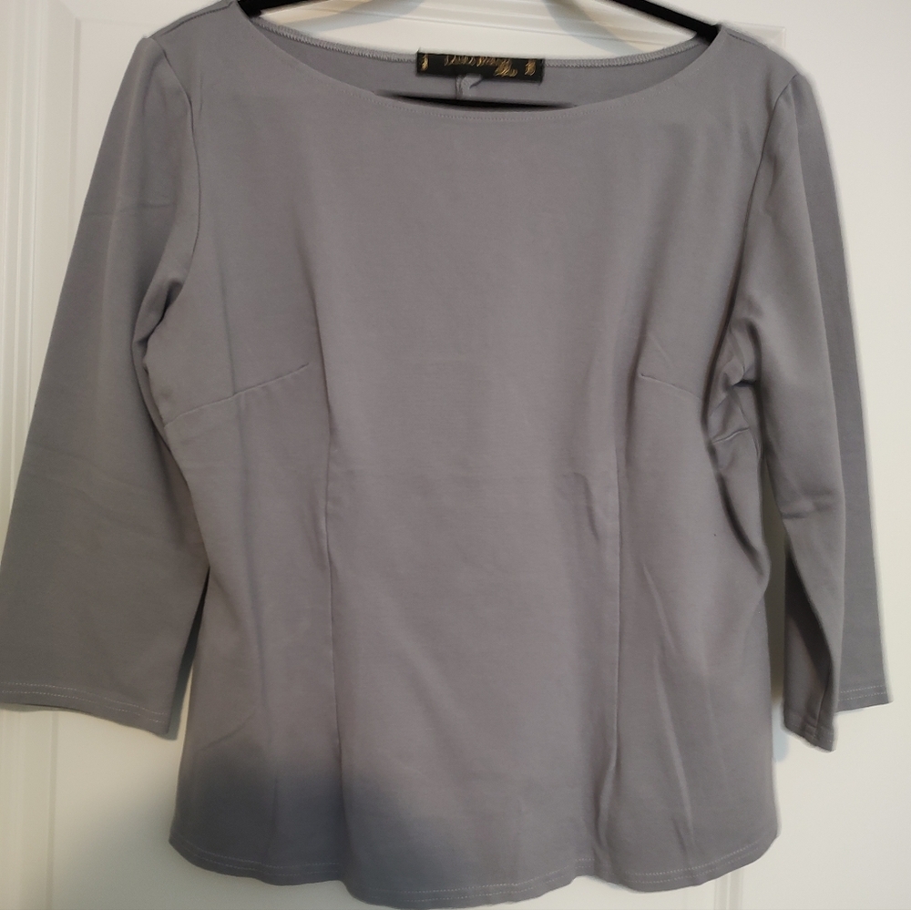 Pinup Girl Sabrina Top in Gray